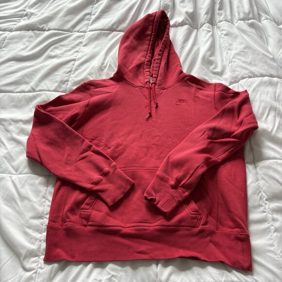 VTG Y2K Nike Womens Size Large Top Sweatshirt Hoodie Red Drawstring Pockets 90s - Picture 1 of 10